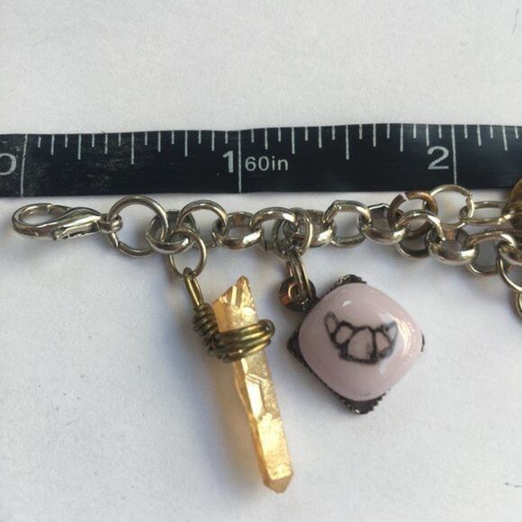 Silver Tone Chain Charm Bracelet Handmade Hand Assembled - Picture 5 of 9